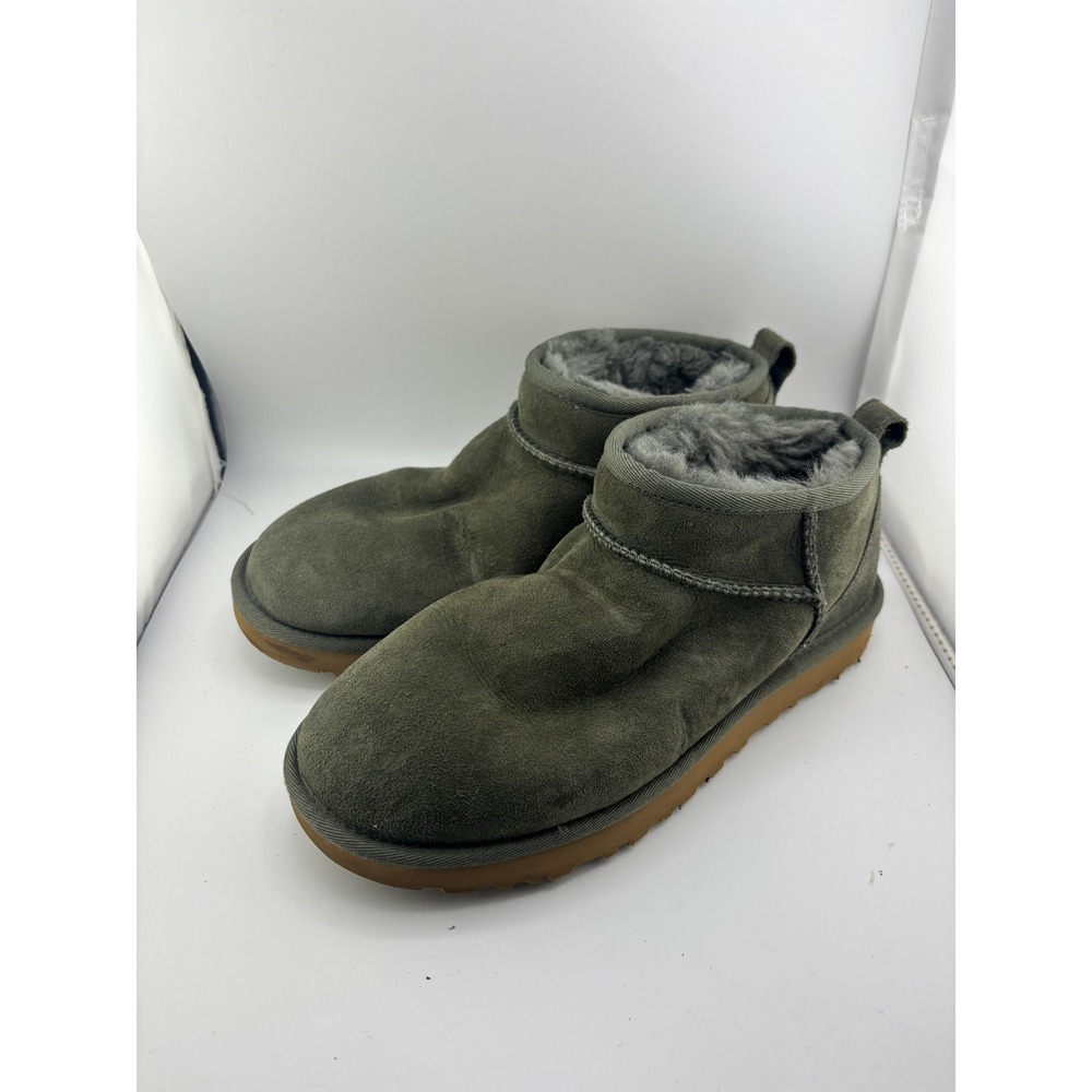 UGG Classic Ultra Mini Forest Green Suede Ankle Boots 1116109 Womens 8